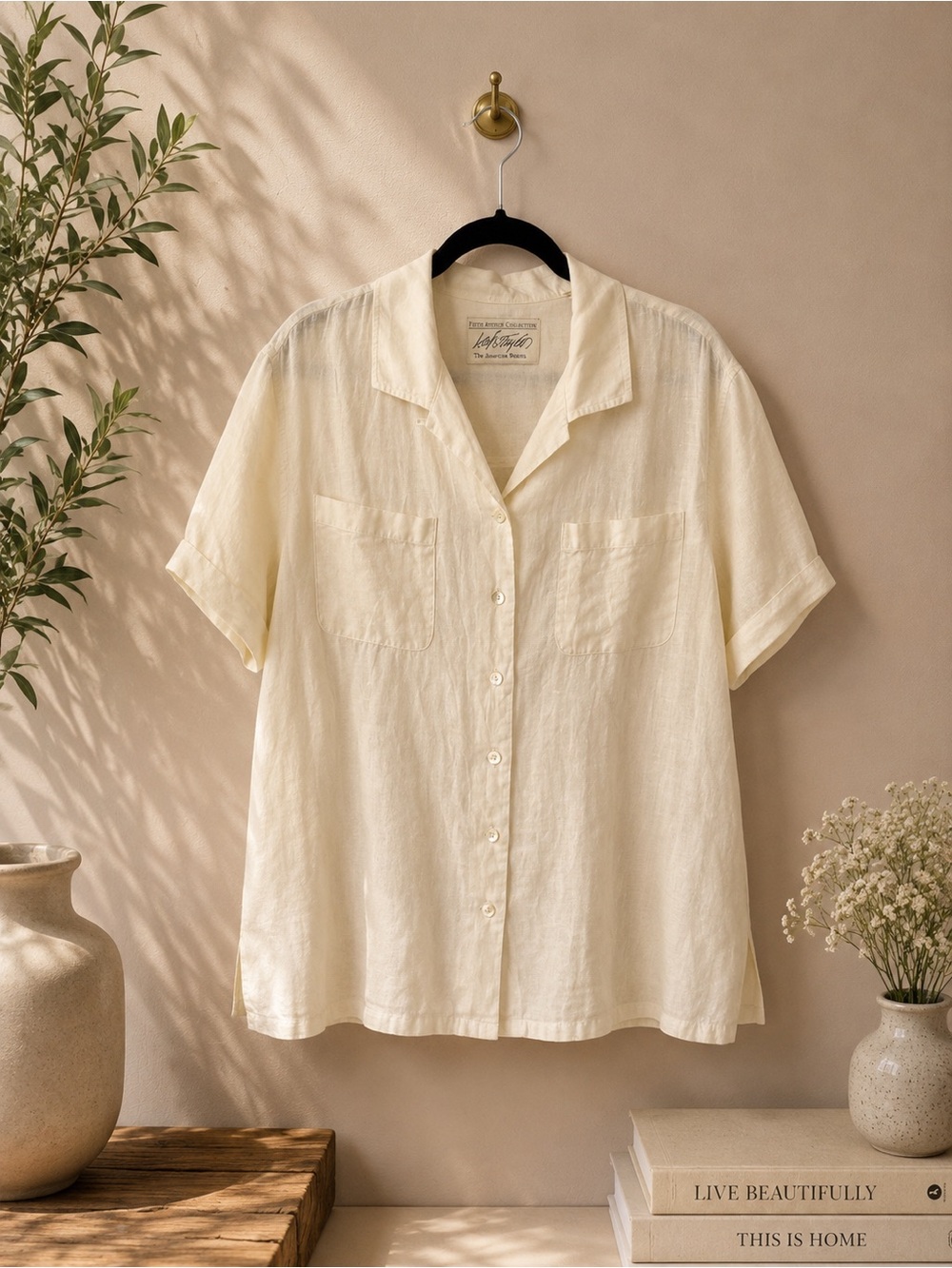 Lord & Taylor 100% Linen Button Down Shirt 16W